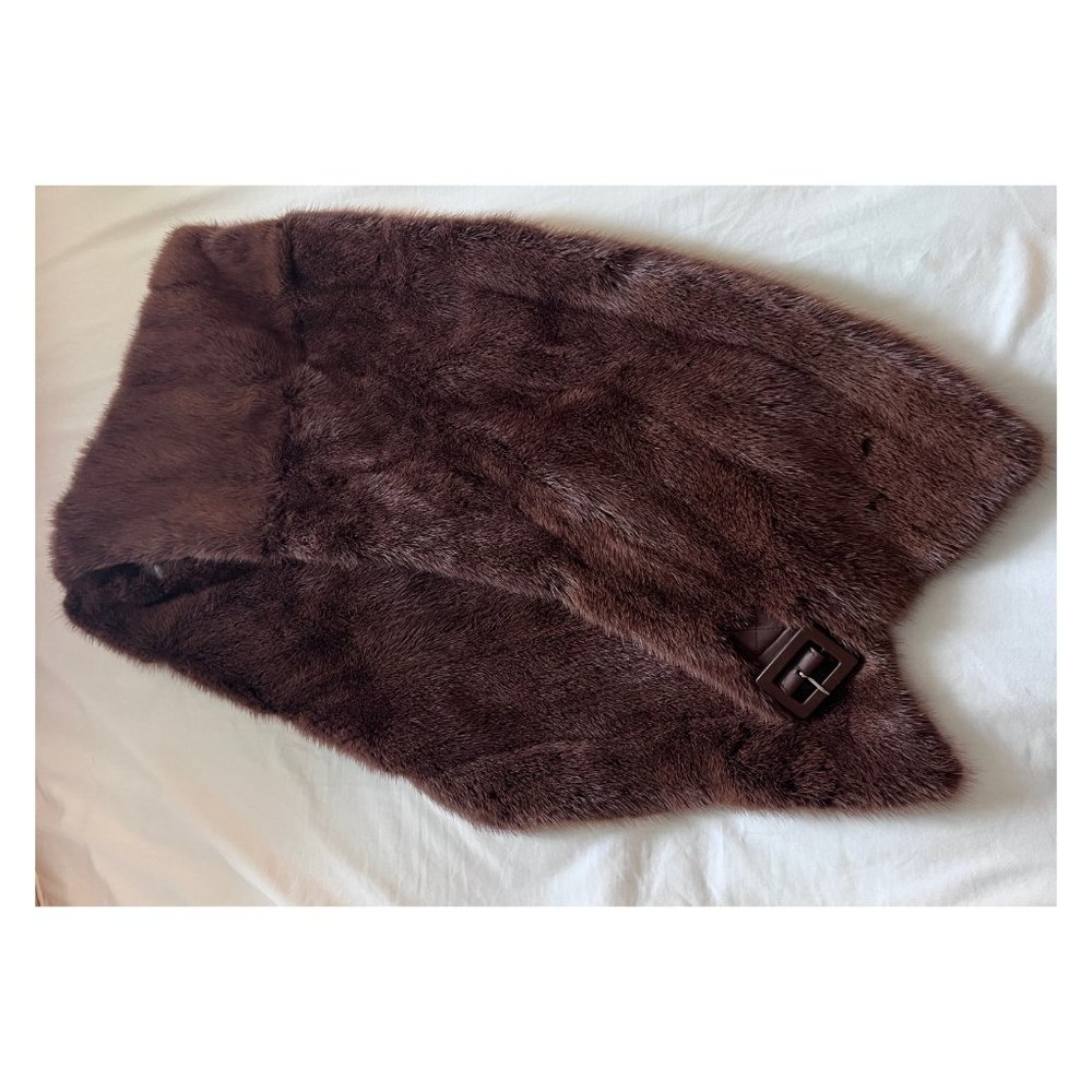 CHRISTIAN DIOR John Galliano Vintage Brown Mink Fur Stole | Size Medium